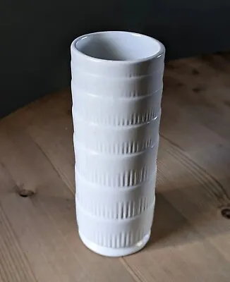 Tall White Matte Glazed Dartmouth Pottery Ceramic Vase Bamboo Vintage 267 AS IS • £18