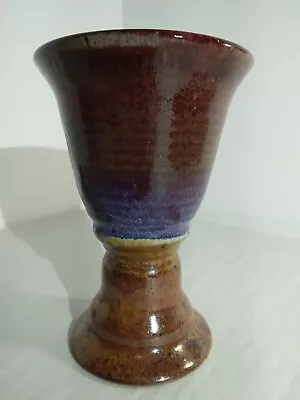 Studio Art Pottery Large Goblet Wine Glass Drip Glaze • $5.50