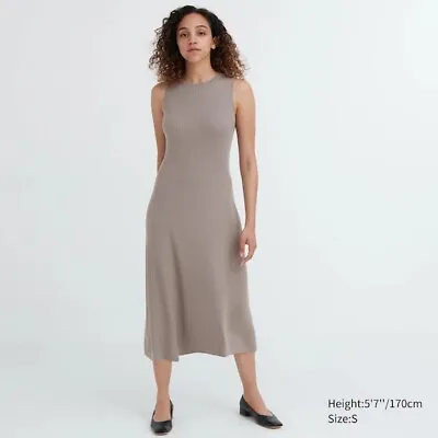 $22 • Buy UNIQLO 100% Cotton Long Maxi Stretchy Jersey Aline Dress Summer Casual Size M/L
