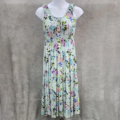 Lapis Midi Dress Womens Large Floral Sleeveless Layered Western Prairie Smocked • $23.70