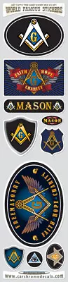 Mason Masonic Vinyl Stickers Set 10 Flag Decals Bumper Car Auto Bike Laptop • $7.99