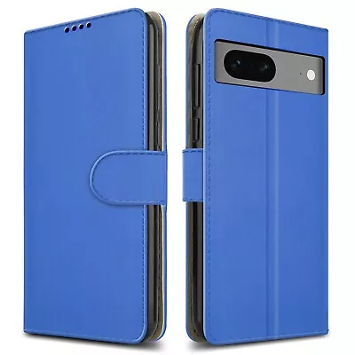 Blue For Google Pixel 6A/7A/8/8A Case Slim Leather Wallet Flip Stand Phone Cover • £3.37