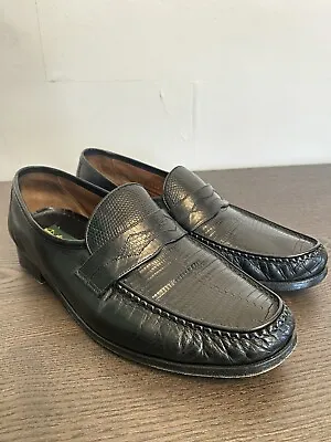 Vintage Michel Zapatos Slip On Loafer Shoes Black Leather UK 7.5 RRP €149 • £30