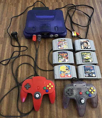 Nintendo 64 N64 Grape Purple 2 Controllers Expansion Pack 6 Games Bundle Working • $699