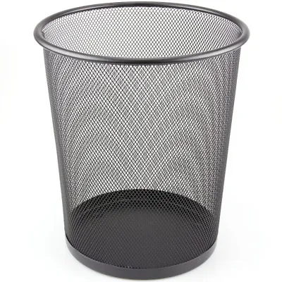 Mesh Waste Paper Bin Metal Wire Rubbish Basket For Office Bedroom - Black • £5.88