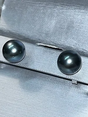 6mm Grey / Silver Pearl Stud Earrings 14k White Gold Posts • $29.99