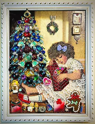 Vintage Christmas Framed Jewelry One Of A Kind Art Home Decor Unique Gift • $699