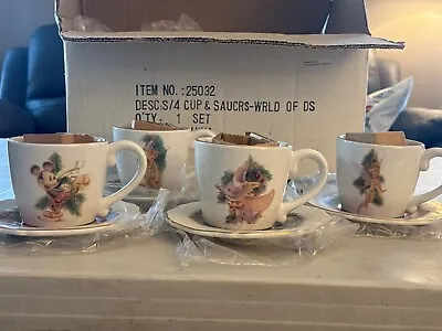 RETIRED Set Of 8 Vintage Disney  China  Character Coffee/Tea Cups & Saucers New • $59.99