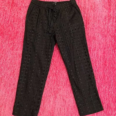 J. Crew Pull On Easy Ankle Pant Eyelet Black Size 8 • $35