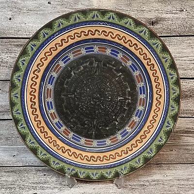 Vintage Authentic Mexican Mayan Aztec Calendar Clay Pottery Charger XL 21”diam • $220