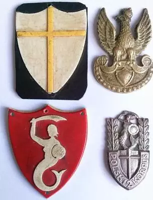 WW2 Polish 2 Corps Original Badges X 4 With Named Legitymacja Card Italy 1945-46 • £2.20