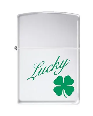 LUCKY Four Leaf Clover Irish Shamrock Chrome Zippo Lighter • $48.76