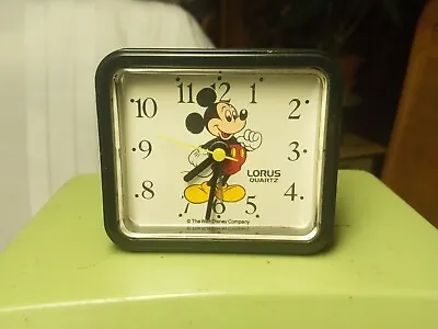 Vintage Lorus Disney Mickey Mouse Alarm Clock Red Quartz Mini Desk 3” Works • $15