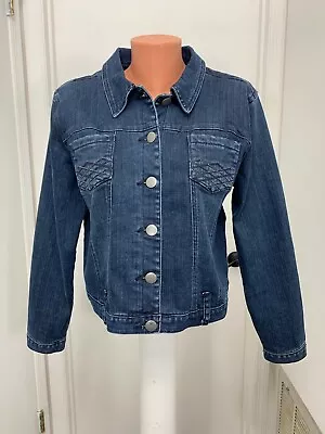 Motto Your Style Mantra Large Blue Jean Denim Button Jacket Sparkles Button  • $18.55