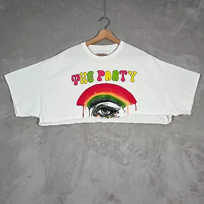 £12.73 • Buy KESHA The Party Eye Graphic Shirt Womens Size Medium White Cropped Fit Oversized
