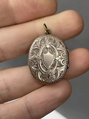 Antique Victorian 9ct Gold Back & Front Oval Locket Pendant 4 Necklace  4.8grams • £10