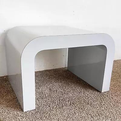 Postmodern Grey Lacquer Laminate Waterfall Side Table • $595