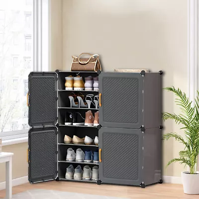 Large Dustproof Shoe Rack Shoe Cabinet Footware Organizer With Door Storage Unit • £8.95