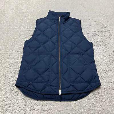 J CREW Vest Women Medium Navy Down Quilted Puffer Jacket Full Zip Outdoors • $19.95