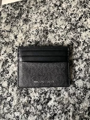 Michael Kors 86F1LGFD1B Men Front Pocket Wallet Black Logo Card Case Key Chain • $15