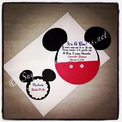 20 Custom Hand Made Mickey Mouse Baby Shower Invitations • £38.58