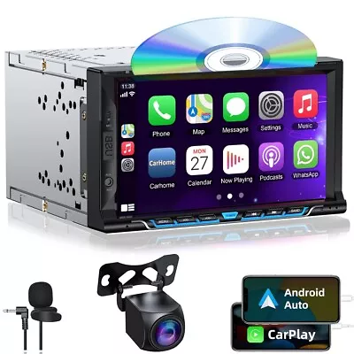 Double 2Din Car Stereo Apple Carplay Android Auto 7  HD Touch Screen DVD Player • $112.47