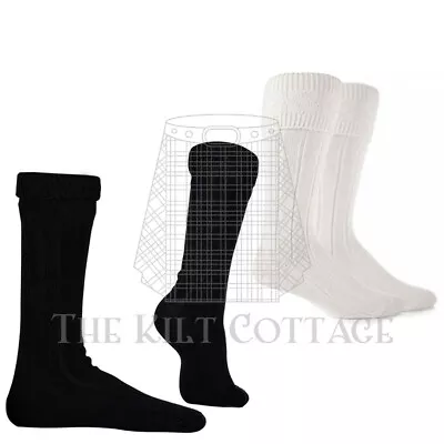 Scottish Kilt Socks - Kilt Hose - Available In White - Cream - Black Socks • $17.50