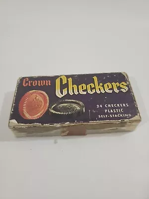 Vintage 24 Royal Crown Self Stacking Plastic Checkers In Original Box • $11.50