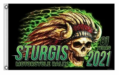 $13.99 • Buy 2021 Sturgis Rally FLAG INDIAN CHIEF 81st Anniversary STURGIS BIKER FLAG [3 X 5]