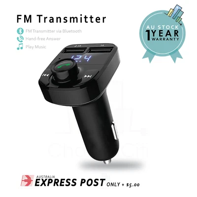 FM Transmitter Wireless Bluetooth Hand-Free MP3 Player Dual Port USB Car Charger • $16.29