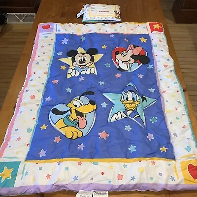 Vtg 1999 Disney Minnie Mickey Goofy Nursery Quilt Pillow Red Calliope Baby  • $38