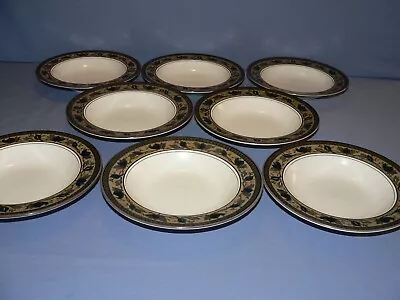 8 MIKASA ARABELLA CAC01 RIMMED SOUP BOWLS  9-3/8 D • $39.99