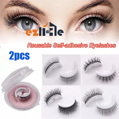 $8.55 • Buy 2PCS Multiple Reversible Reusable Glue Free Natural Self-Adhesive Eyelashes