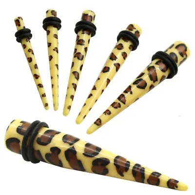 1 Set Stretcher Taper Acrylic Ear Expander Piercing Tunnel Animal Print Leopard • £7.83