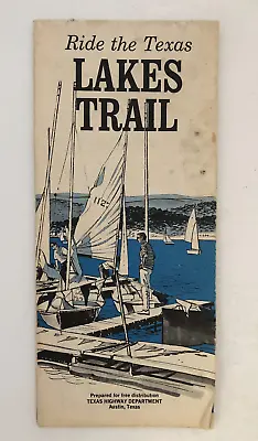 Ride The Texas Lakes Trail 1970s Vintage Fold Out Brochure Map • $12.99