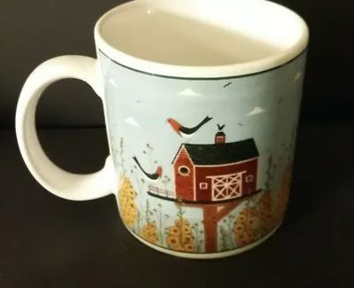 Warren Kimble Birdhouses 3 5/8  Mug By Sakura Birds At Red Barn Scene • $18.49