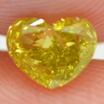 $800 • Buy Yellow Diamond Loose Heart Shape Fancy Color 0.70 Carat VS2 Enhanced Polished