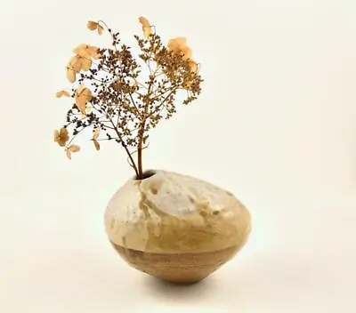 Vtg Organic Modernist Asymmetrical Earth Toned Lava Drip Glaze Art Pottery Vase • $49.95