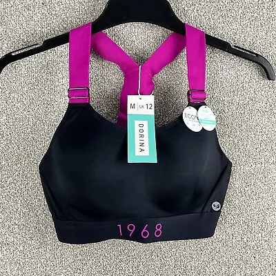 £14.21 • Buy Dorina Sports Bra 12 Medium Black Comfort Halter Neck  Manhattan Bralette Womens