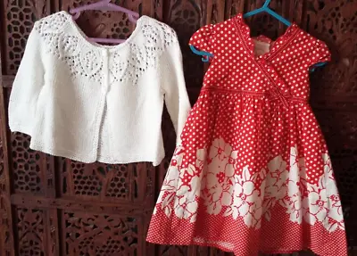 £14.99 • Buy Baby Girl 12-18 Mths * Gorgeous GEORGE Dress With Hand Knit Lacy Cardigan