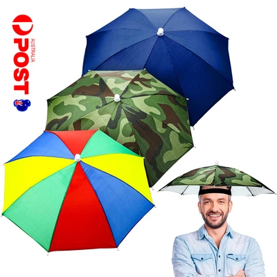 $16.99 • Buy 3pcs Set Sun Umbrella Hat Rain Foldable Golf Fishing Camping Headwear Head Cap  