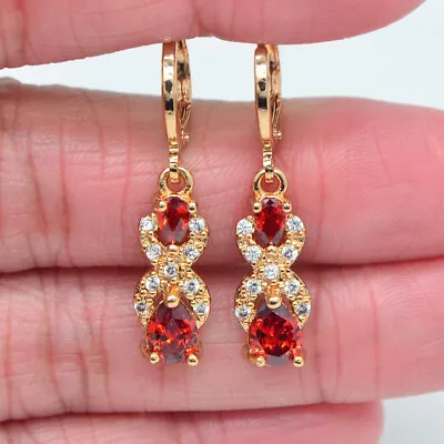 18K Yellow Gold Filled Women Black Mystic Topaz Teardrop Dangle Earrings Jewelry • $2.99