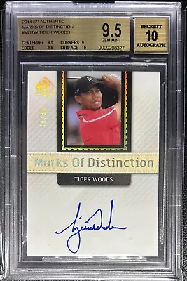 Tiger Woods Bgs 9.5/10 2014 Sp Authentic Mark Of Distinction Auto 30/35  • $2999.99