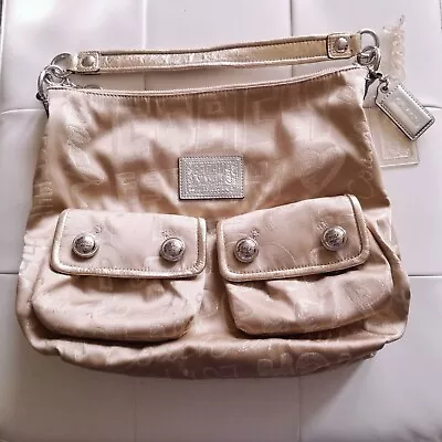$90 • Buy Coach Gold Poppy Storypatch Hobo Swing Bag Discounted Shipping
