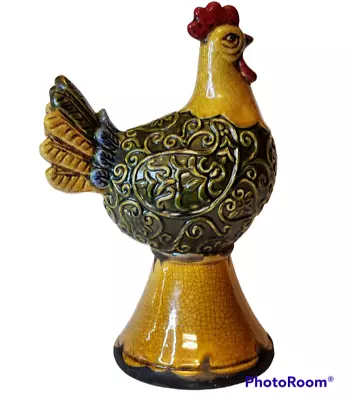 Vintage Rooster Figurine Distressed Ceramic Tuscan Farmhouse  • $28.96