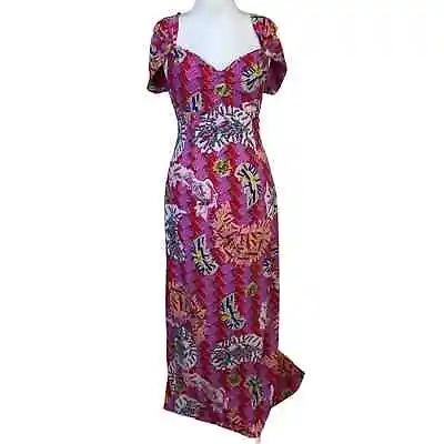 Zac Posen Target Pink Safety Pin Maxi Dress Sweetheart Neck Open Back - Size 16 • $49.99