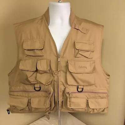 Cabelas Outdoor Gear Vest Large Khaki Pockets Hunting Fly Fishing Photography FS • $34.99