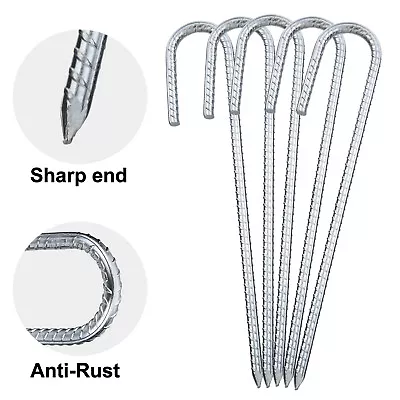 £89.99 • Buy 8-100pcs Heavy Duty 12  Galvanised Steel Ground Stakes J Shaped Pegs Gazebo Tent