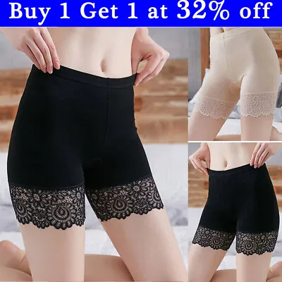 Womens Seamless Anti Chafing Lace Slip Shorts Underwear Under Skirt Safety Pants • £4.49