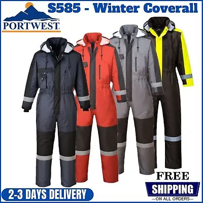 PORTWEST Winter Waterproof Padded Quilted Coverall Work Wear Overall Suit S585 • £16.89